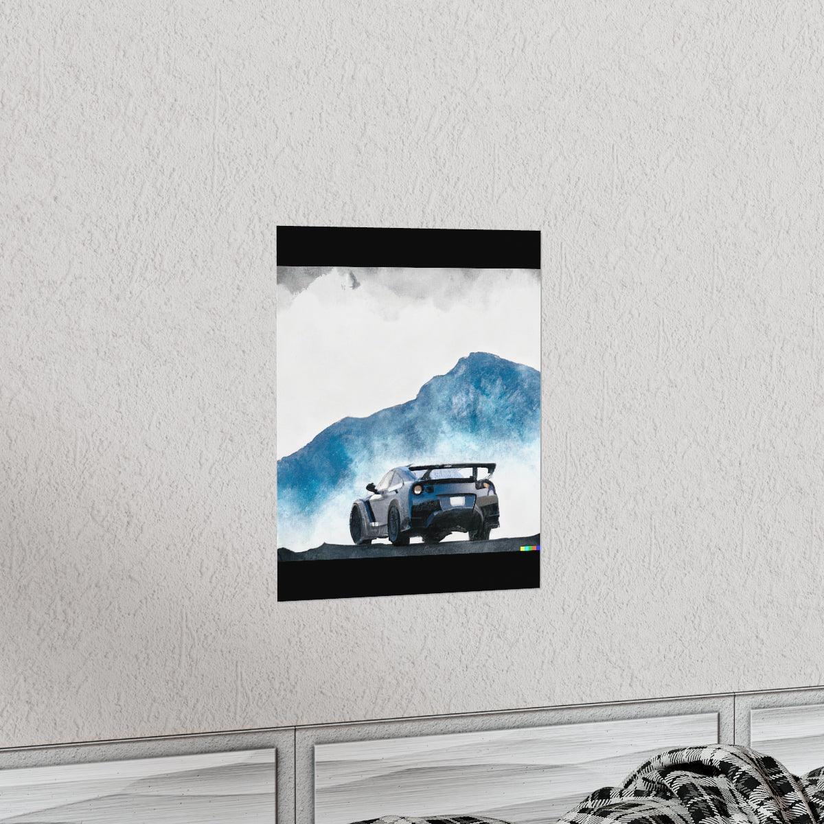 Nissan GTR water color Matte Vertical Posters - Martin Metalwork LLC