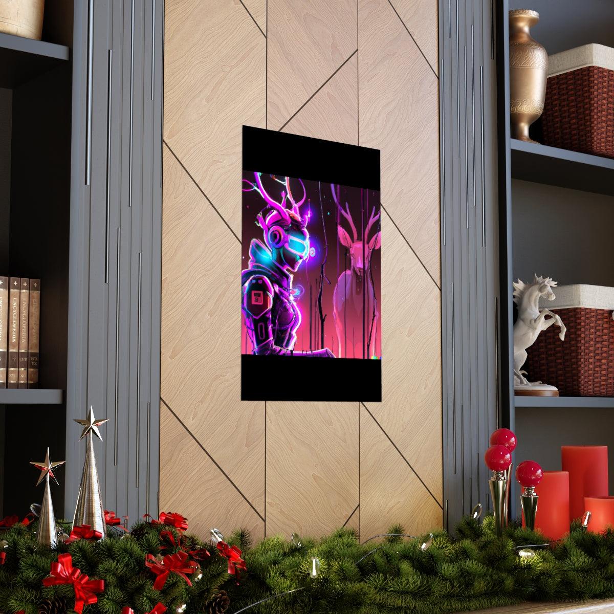futuristic woman and deer Posters - Martin Metalwork LLC
