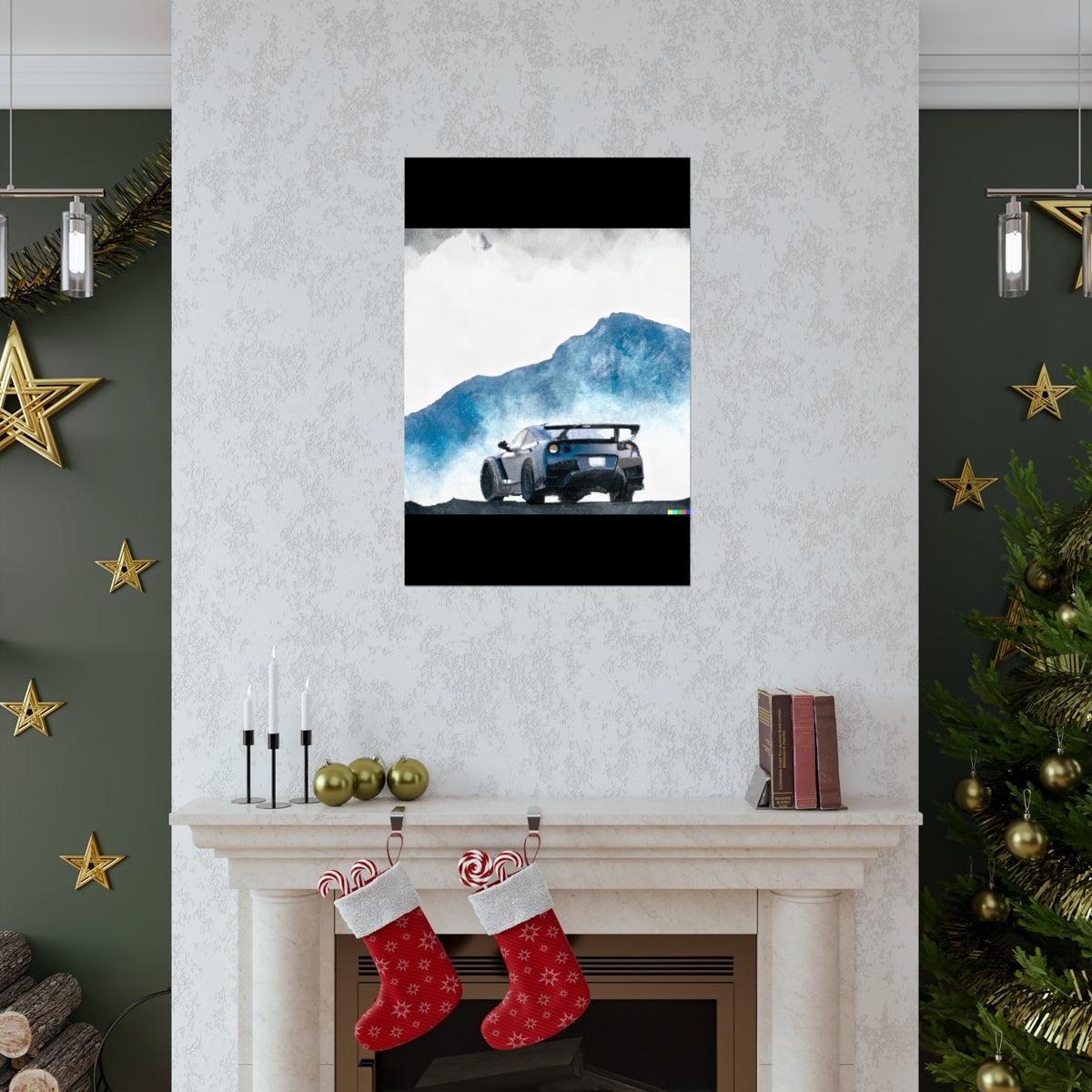 Nissan GTR water color Matte Vertical Posters - Martin Metalwork LLC