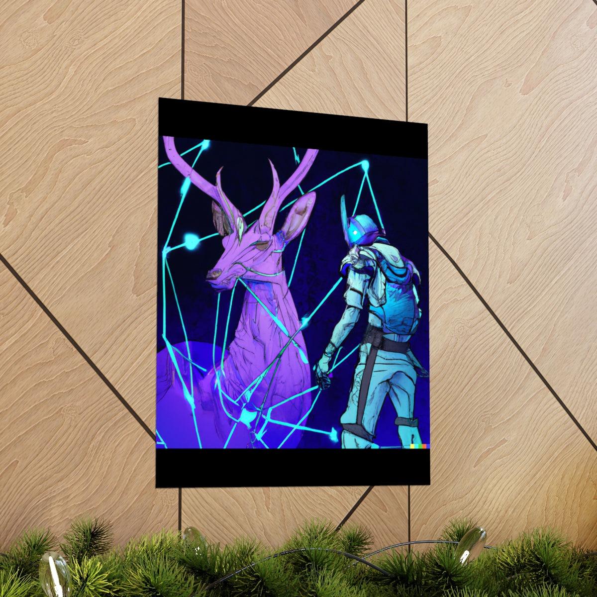 Cyberpunk deer hunting Posters - Martin Metalwork LLC