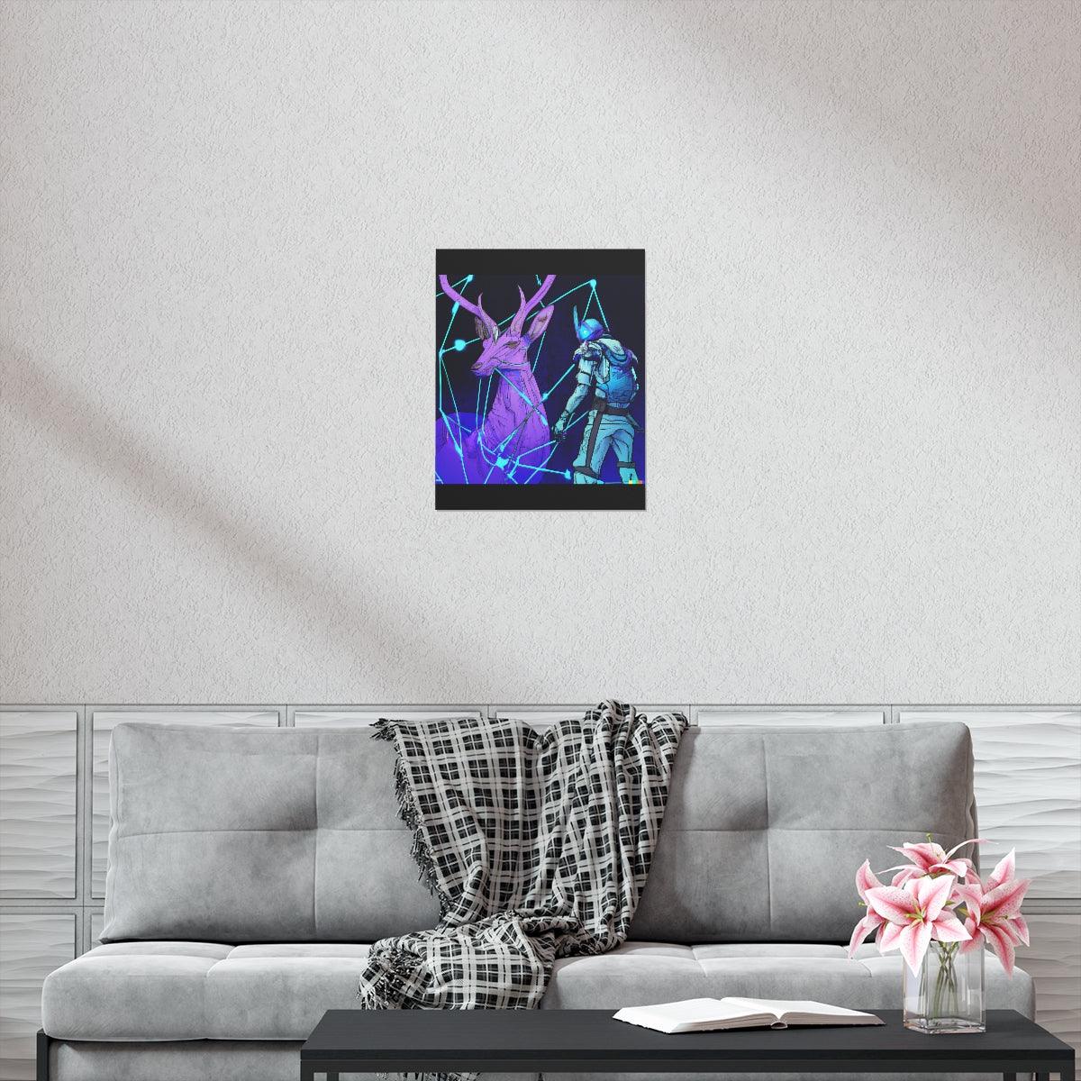 Cyberpunk deer hunting Posters - Martin Metalwork LLC