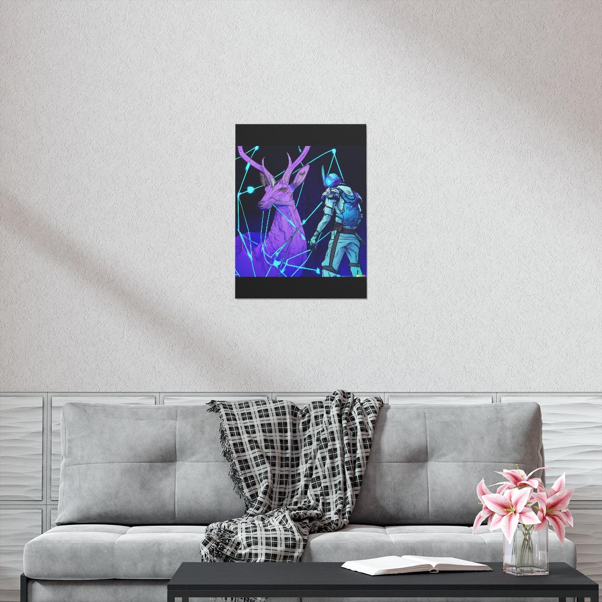 Cyberpunk deer hunting Posters - Martin Metalwork LLC