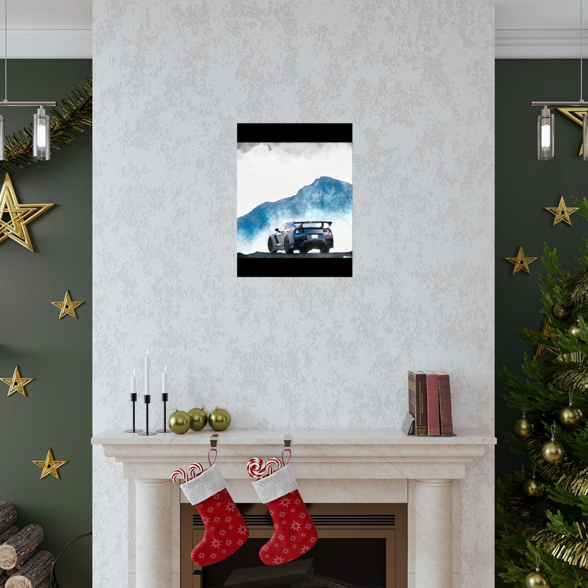 Nissan GTR water color Matte Vertical Posters - Martin Metalwork LLC