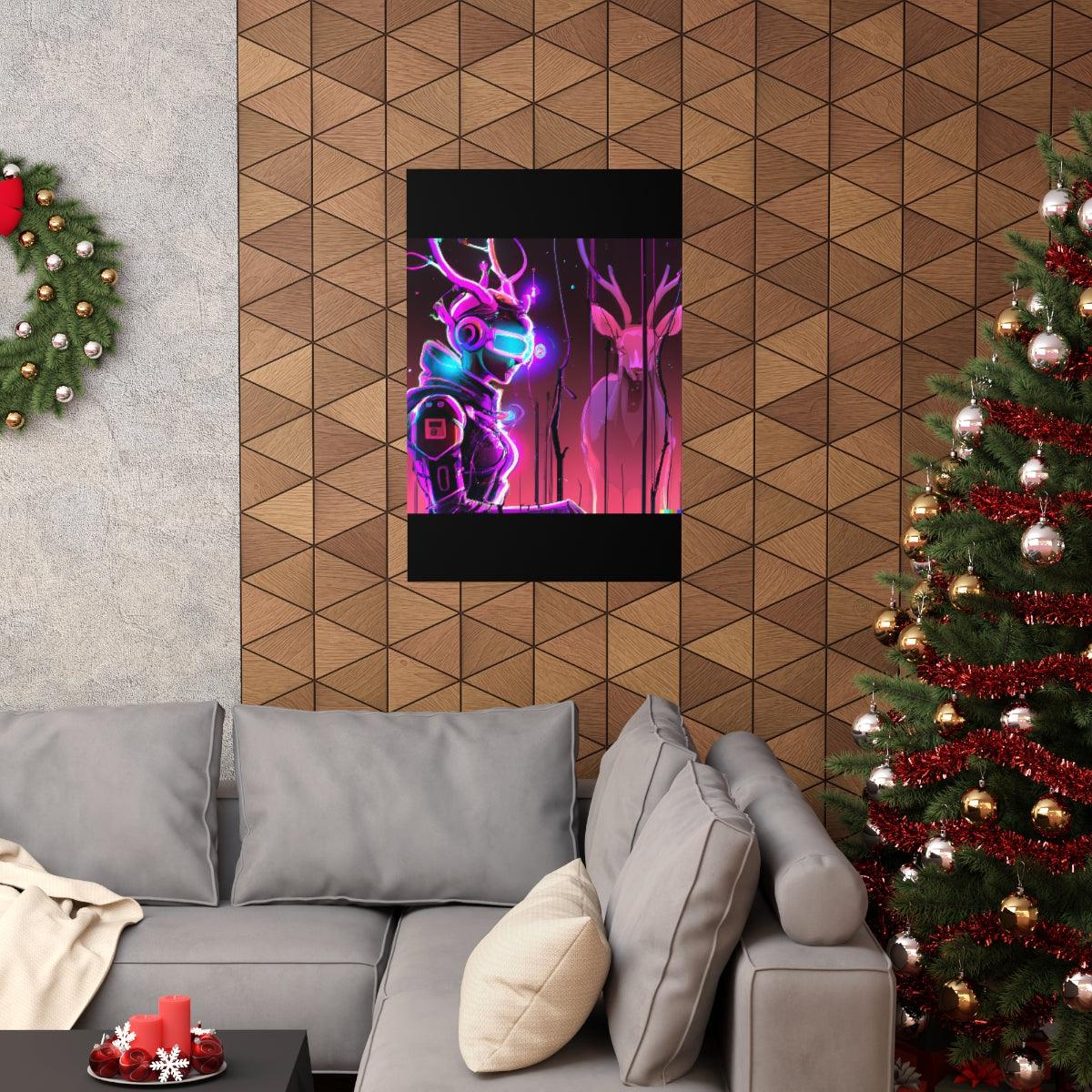 futuristic woman and deer Posters - Martin Metalwork LLC