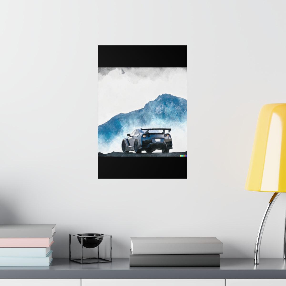 Nissan GTR water color Matte Vertical Posters - Martin Metalwork LLC