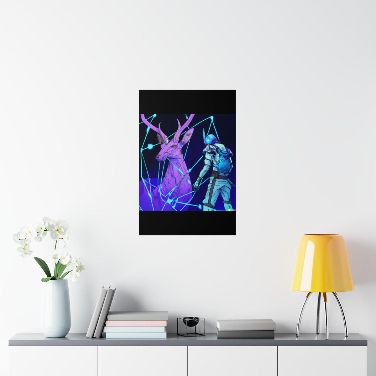 Cyberpunk deer hunting Posters - Martin Metalwork LLC