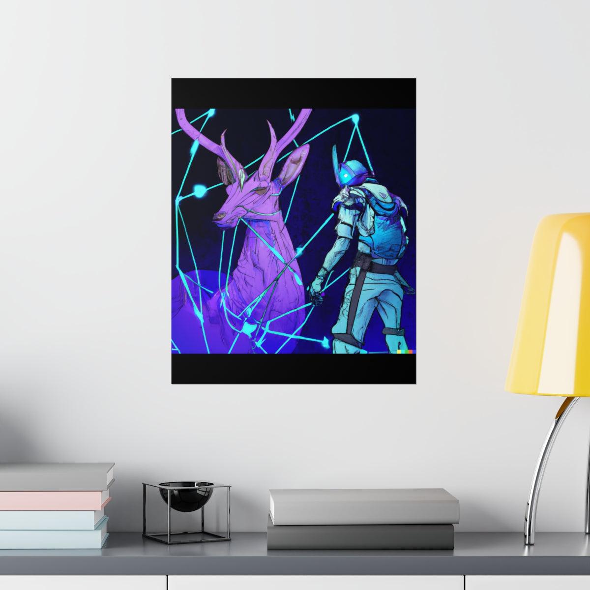 Cyberpunk deer hunting Posters - Martin Metalwork LLC