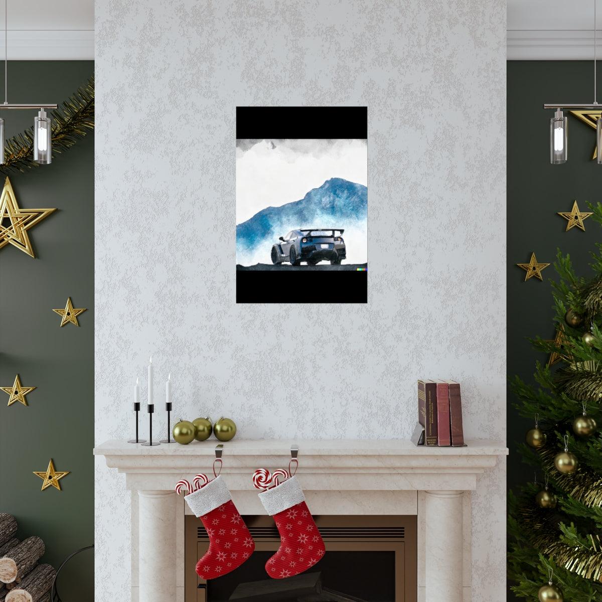 Nissan GTR water color Matte Vertical Posters - Martin Metalwork LLC