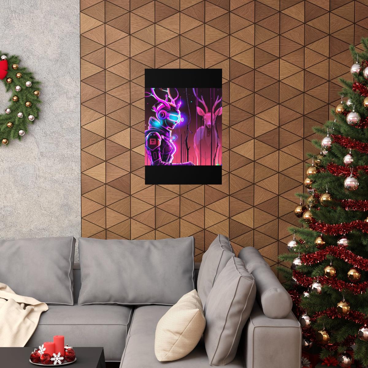 futuristic woman and deer Posters - Martin Metalwork LLC