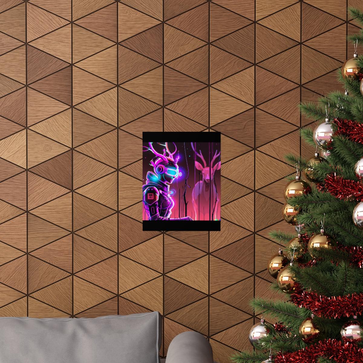 futuristic woman and deer Posters - Martin Metalwork LLC