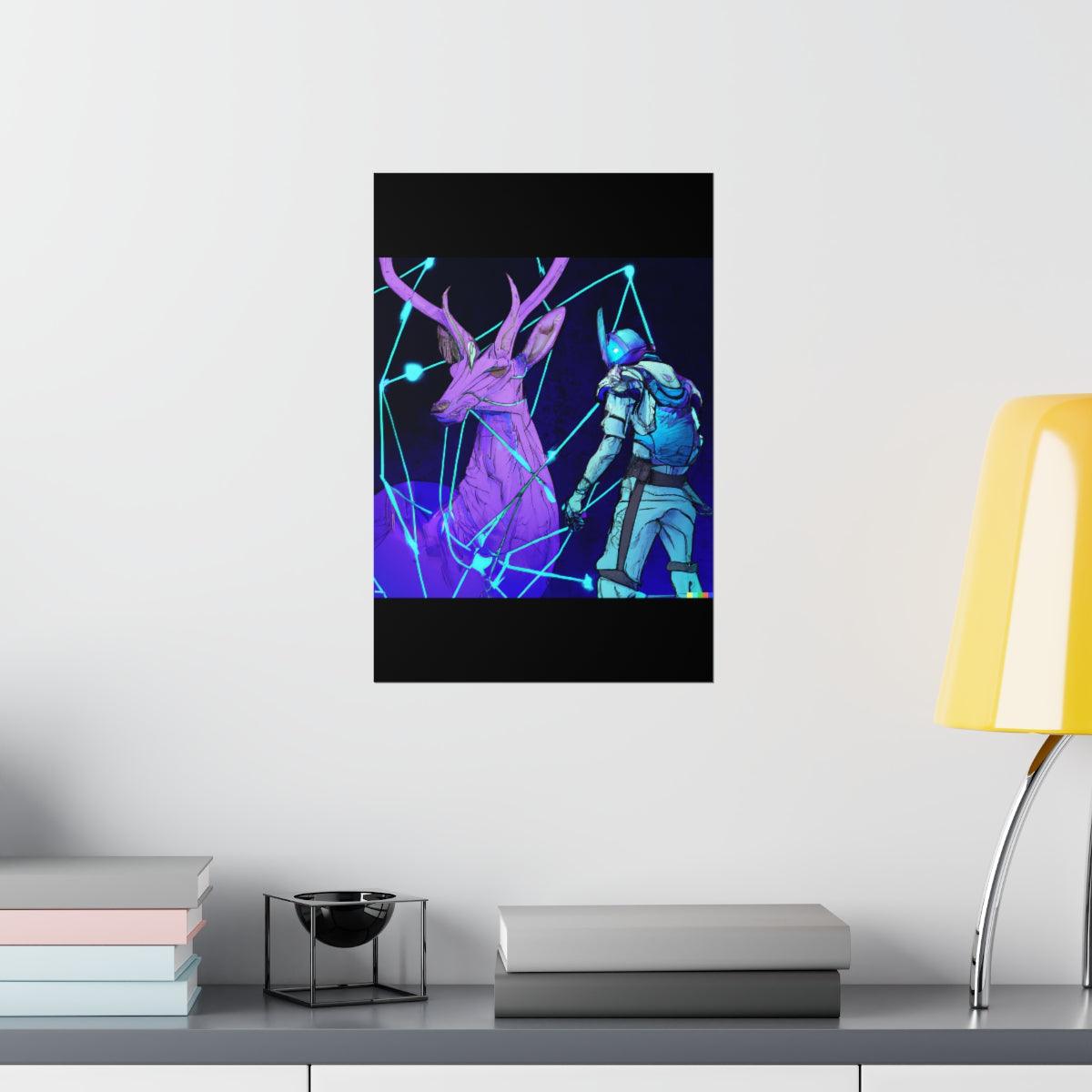 Cyberpunk deer hunting Posters - Martin Metalwork LLC