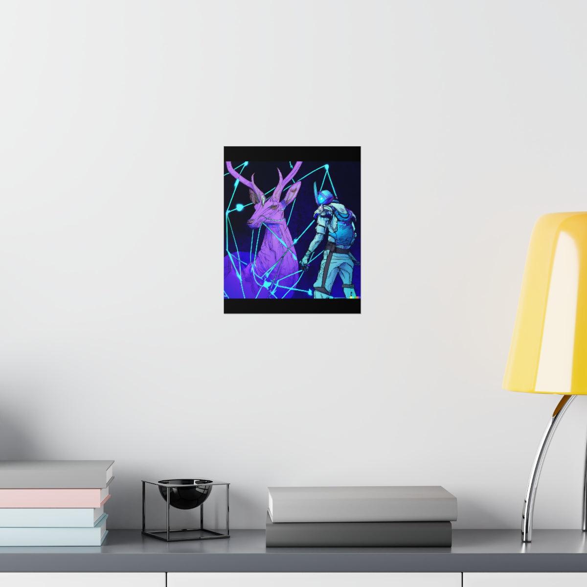 Cyberpunk deer hunting Posters - Martin Metalwork LLC