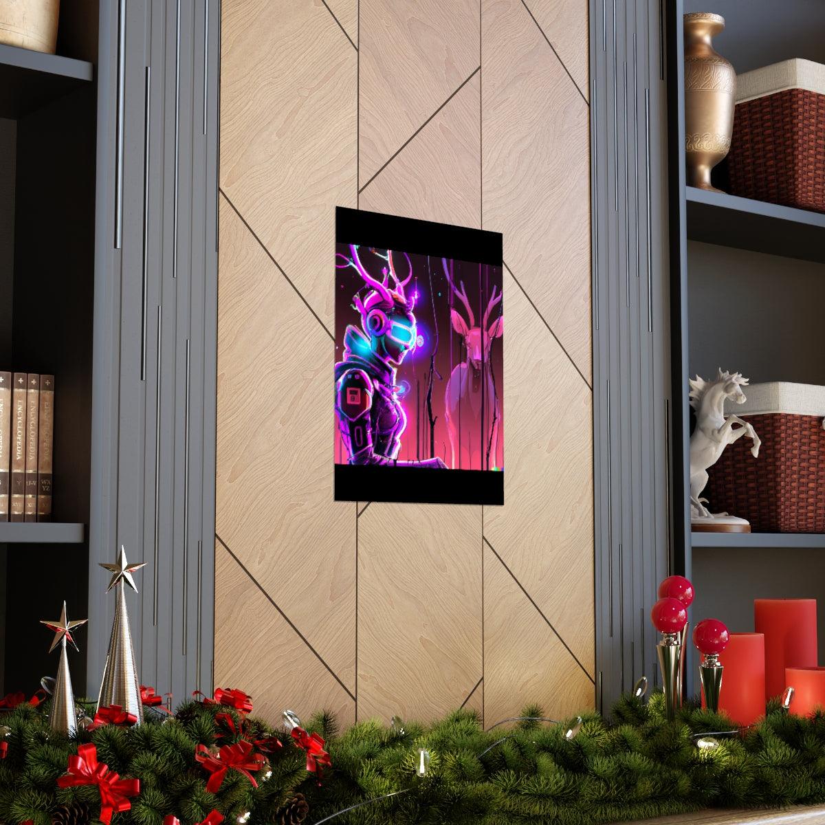 futuristic woman and deer Posters - Martin Metalwork LLC