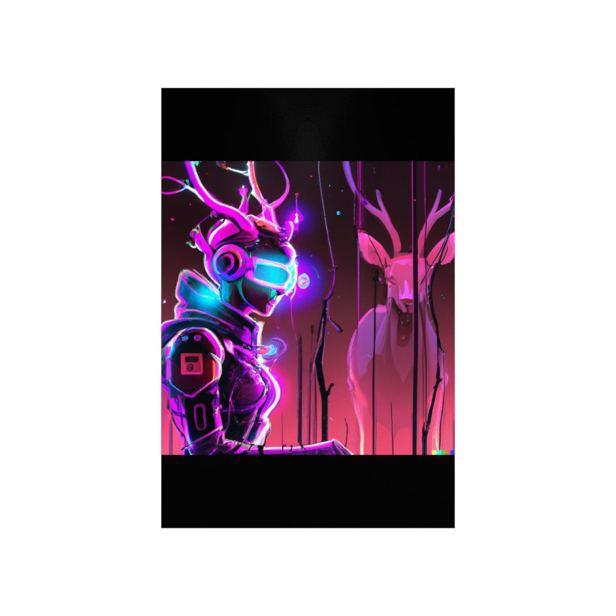futuristic woman and deer Posters - Martin Metalwork LLC