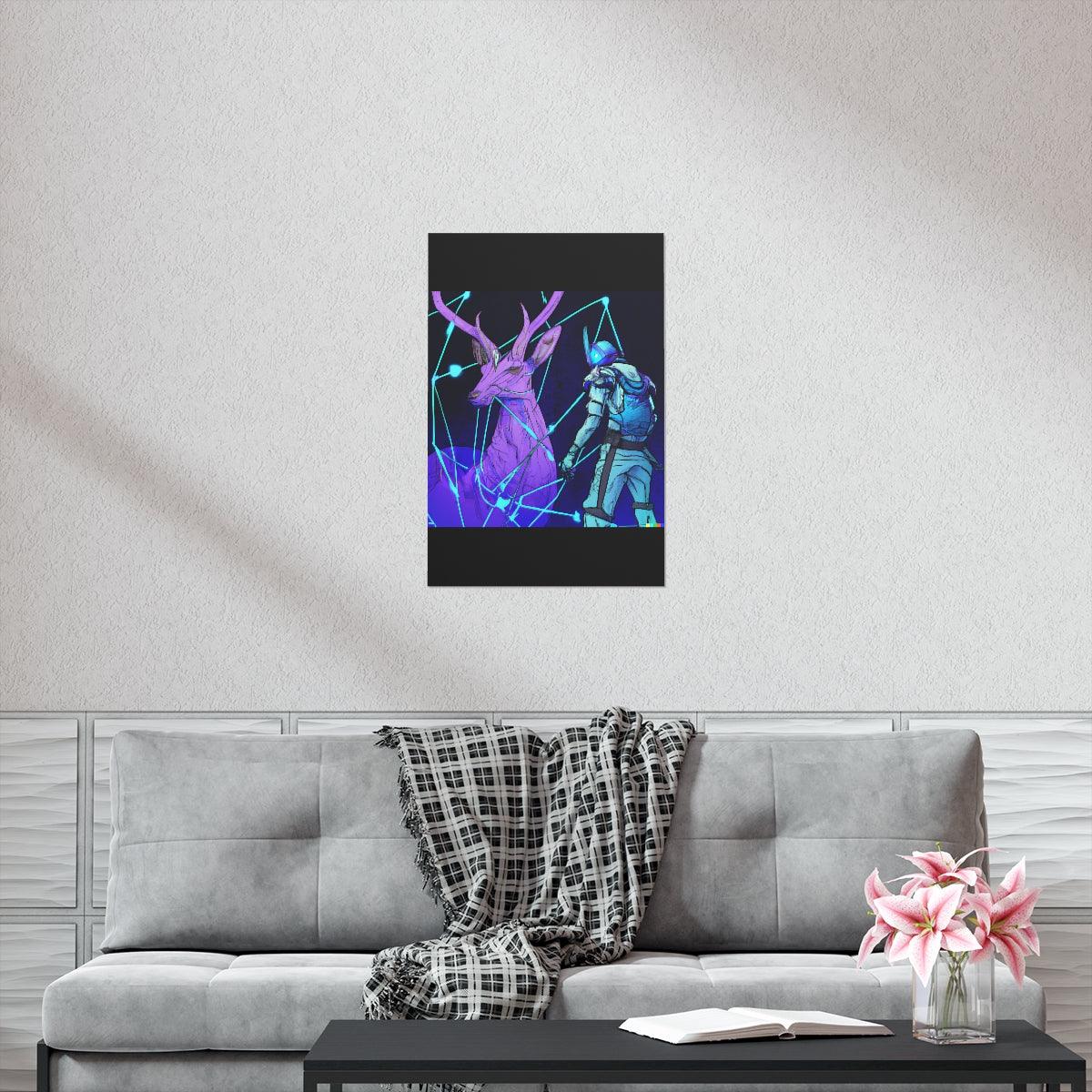 Cyberpunk deer hunting Posters - Martin Metalwork LLC