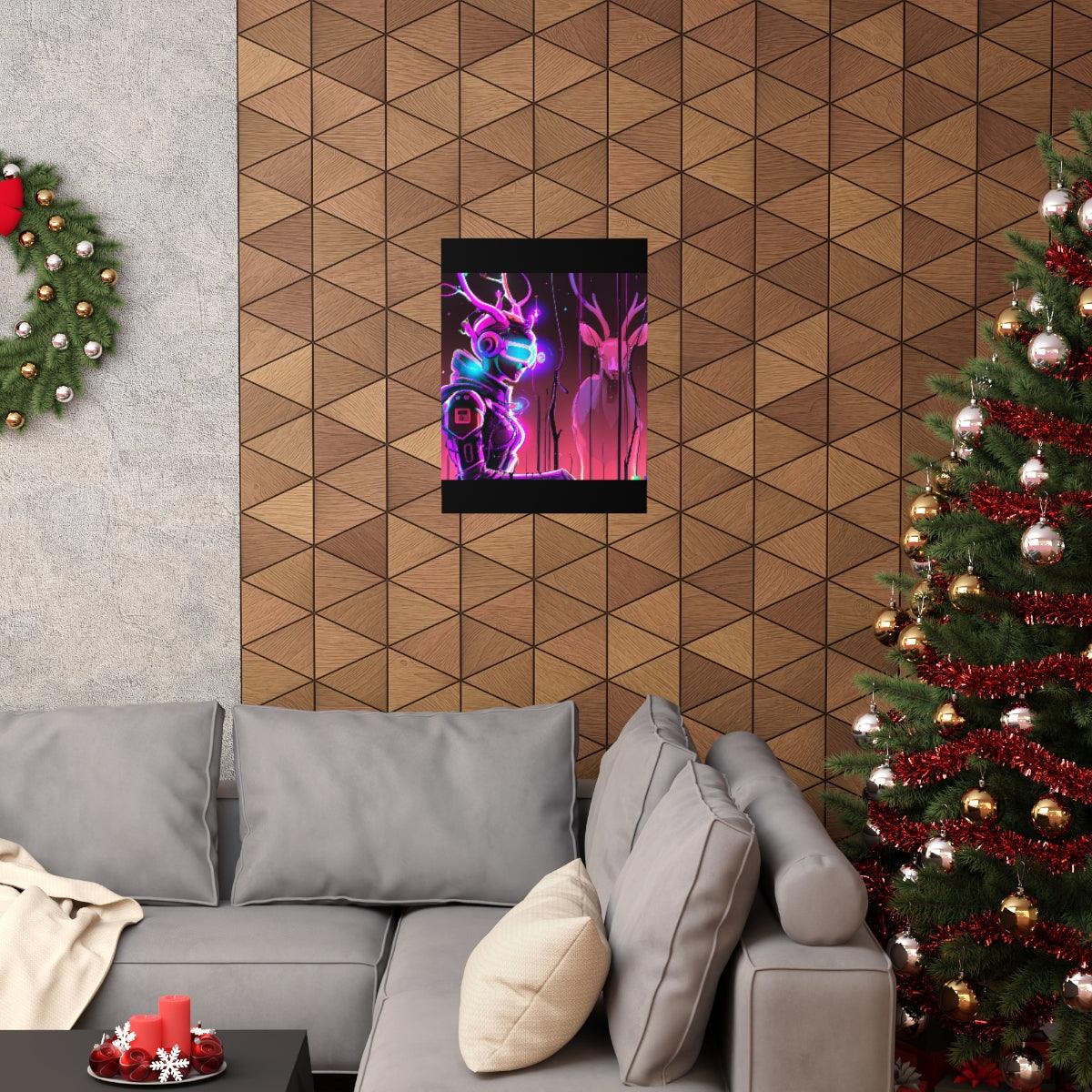 futuristic woman and deer Posters - Martin Metalwork LLC