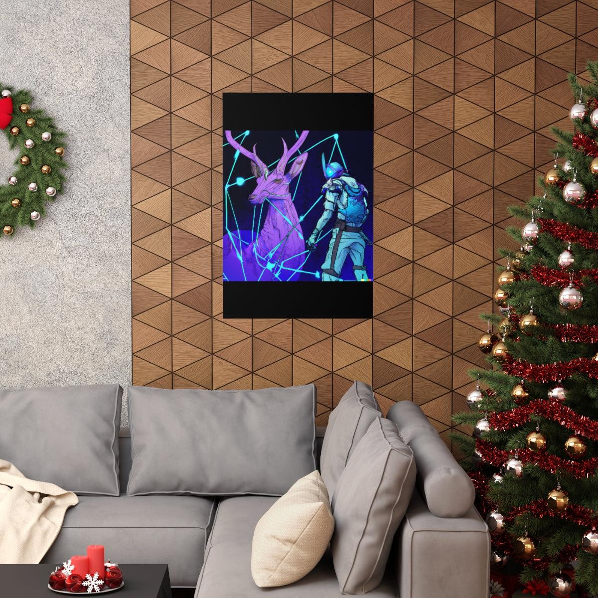 Cyberpunk deer hunting Posters - Martin Metalwork LLC