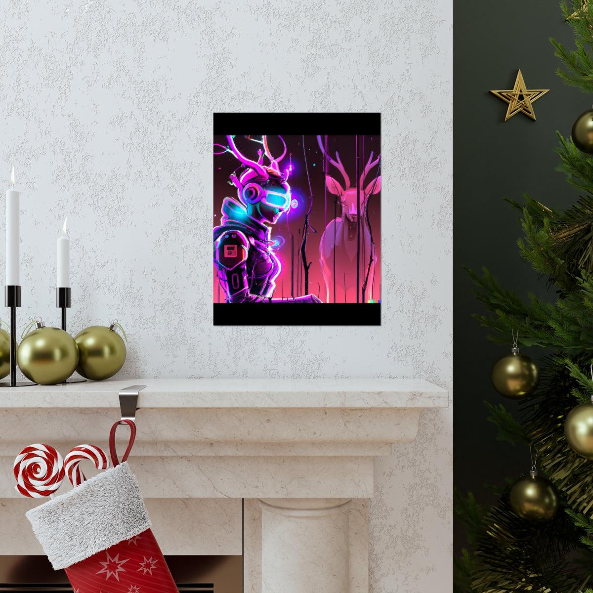 futuristic woman and deer Posters - Martin Metalwork LLC