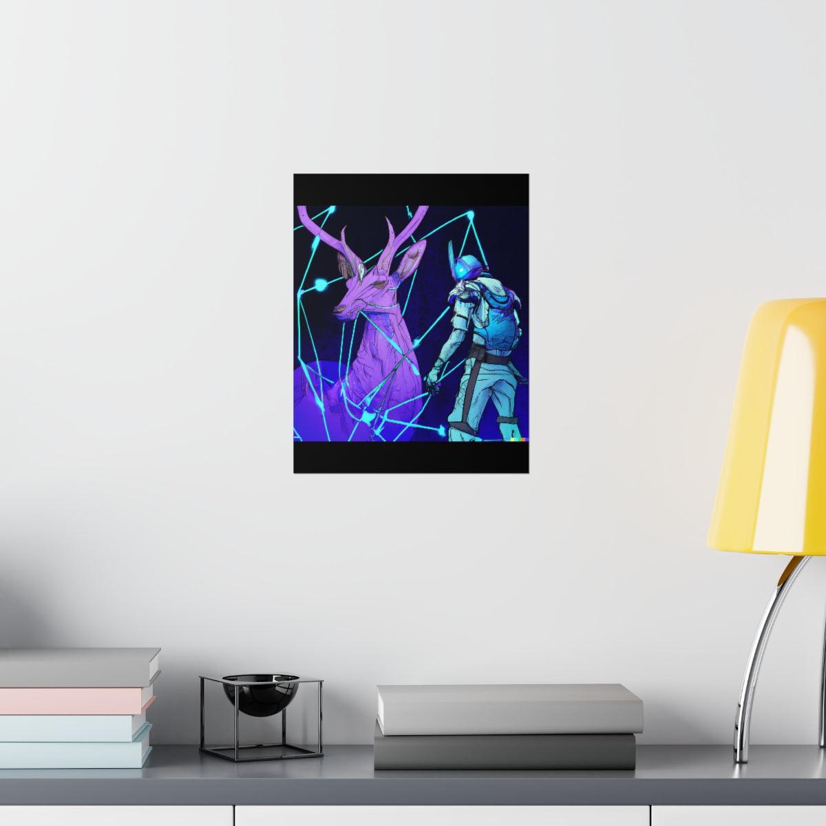 Cyberpunk deer hunting Posters - Martin Metalwork LLC
