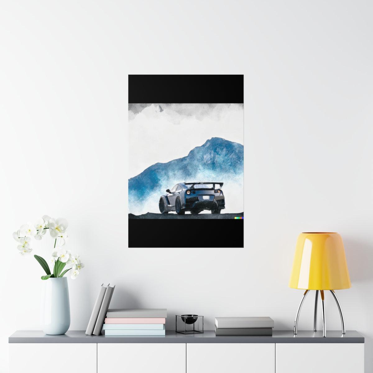 Nissan GTR water color Matte Vertical Posters - Martin Metalwork LLC