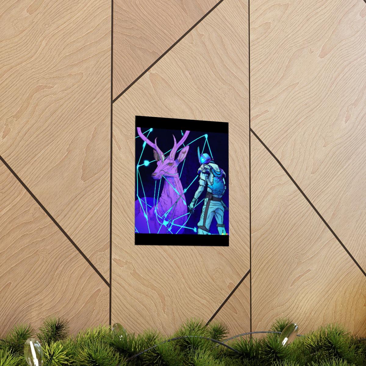 Cyberpunk deer hunting Posters - Martin Metalwork LLC