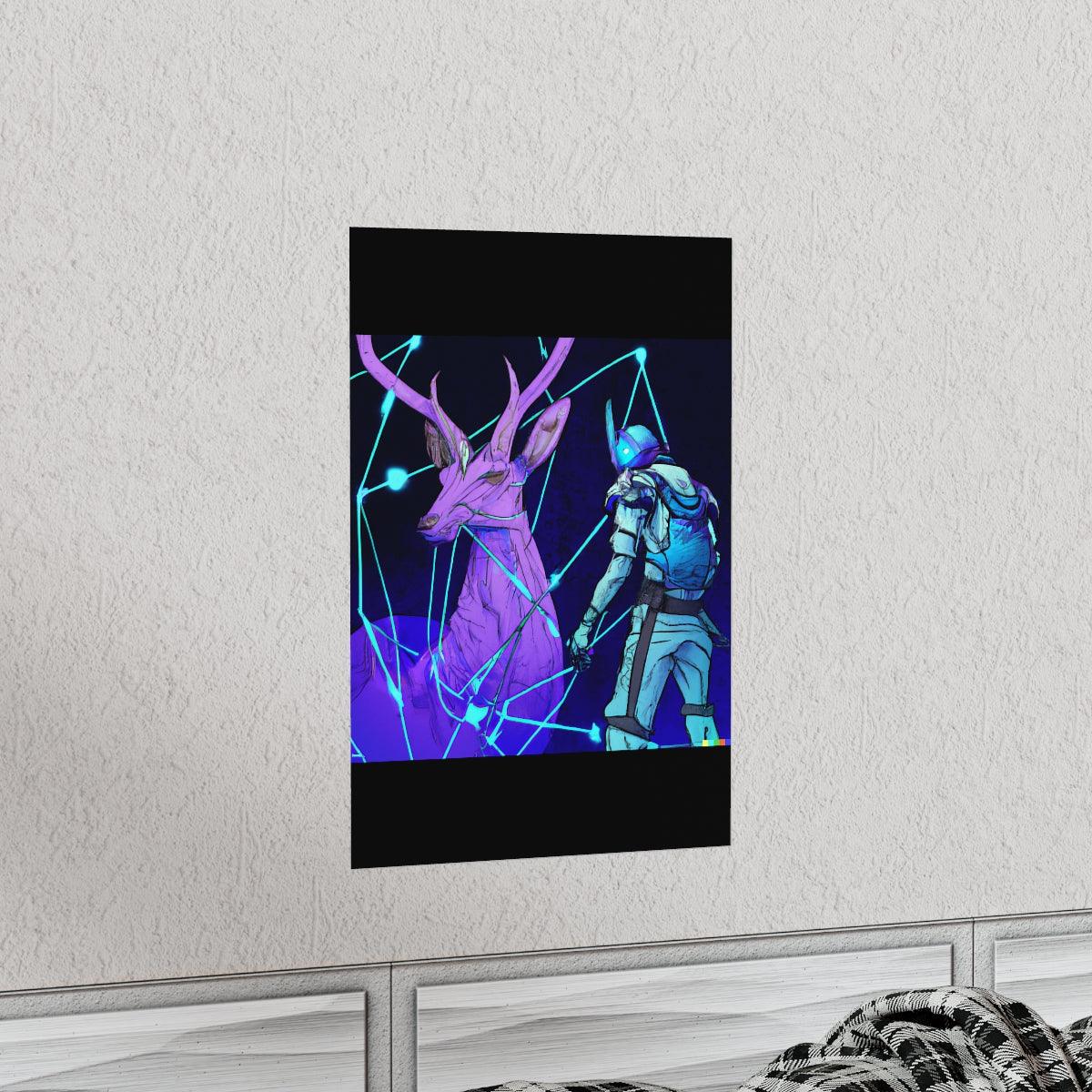 Cyberpunk deer hunting Posters - Martin Metalwork LLC