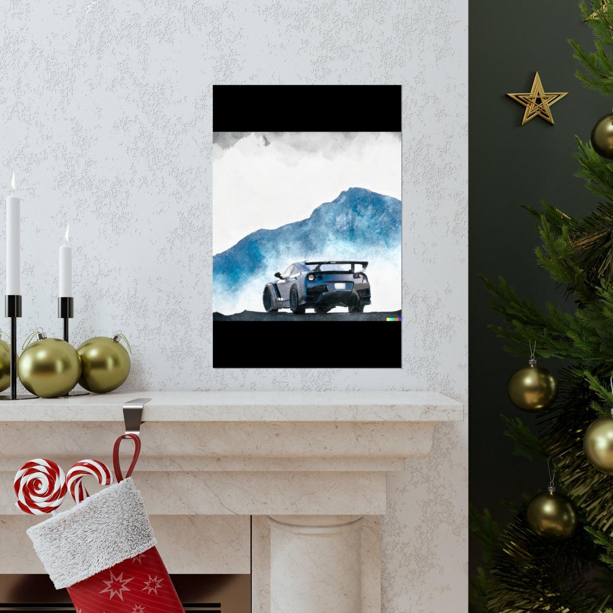 Nissan GTR water color Matte Vertical Posters - Martin Metalwork LLC