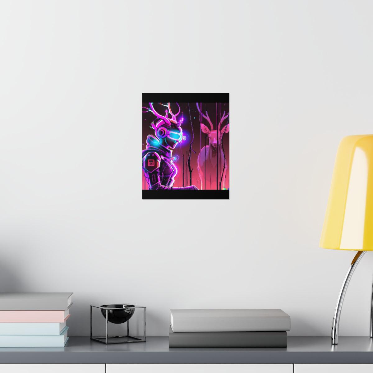 futuristic woman and deer Posters - Martin Metalwork LLC