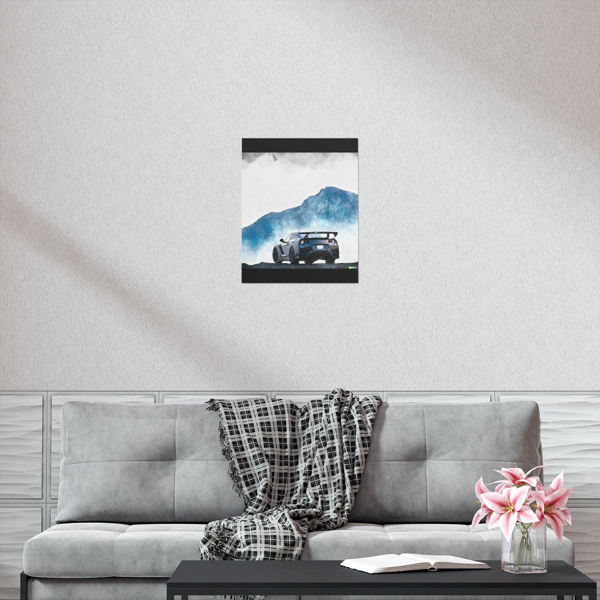 Nissan GTR water color Matte Vertical Posters - Martin Metalwork LLC