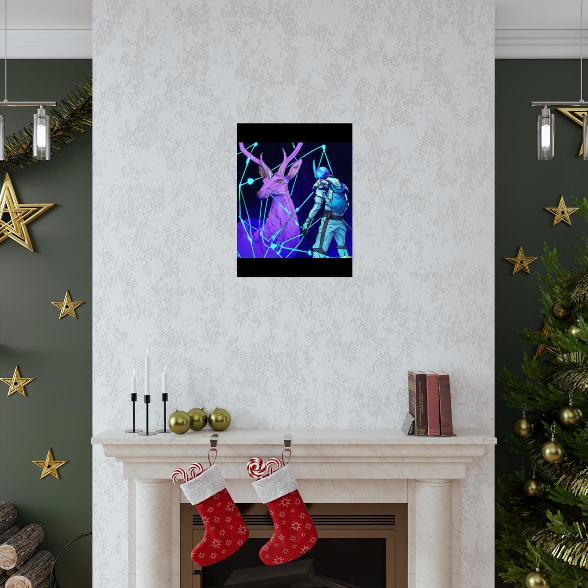 Cyberpunk deer hunting Posters - Martin Metalwork LLC