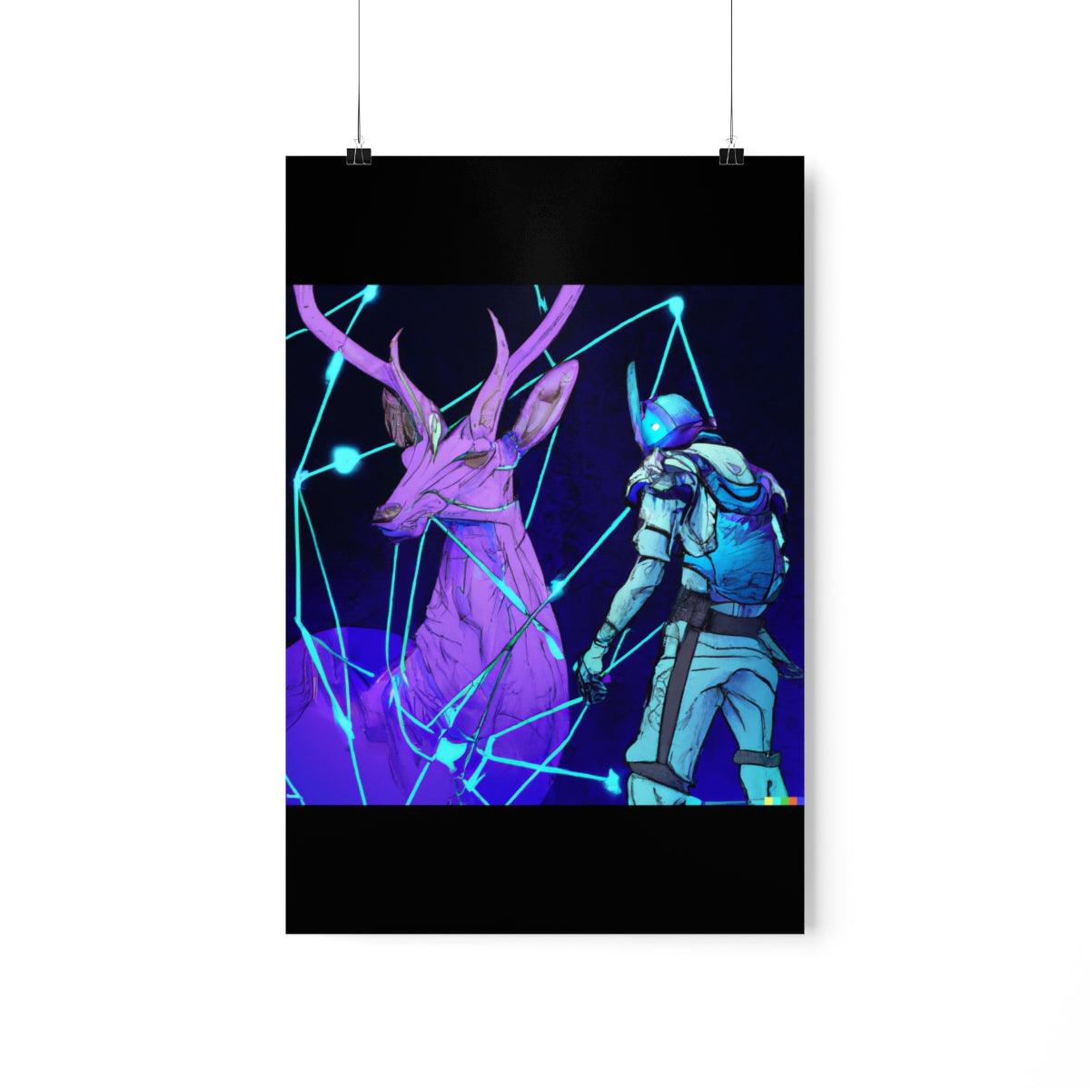 Cyberpunk deer hunting Posters - Martin Metalwork LLC