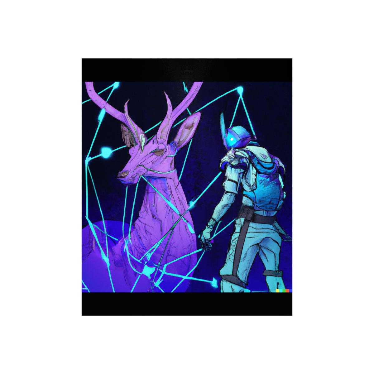 Cyberpunk deer hunting Posters - Martin Metalwork LLC