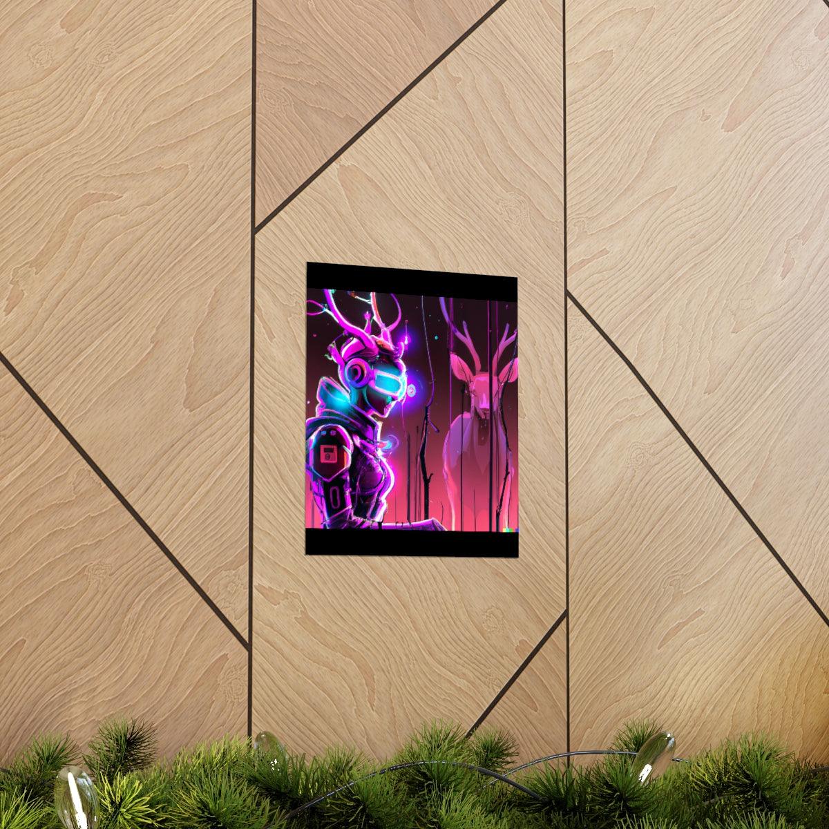 futuristic woman and deer Posters - Martin Metalwork LLC