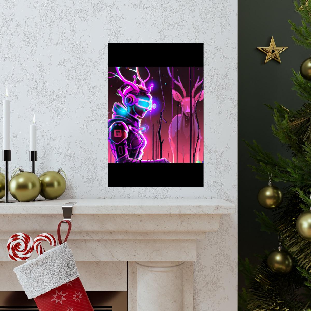 futuristic woman and deer Posters - Martin Metalwork LLC