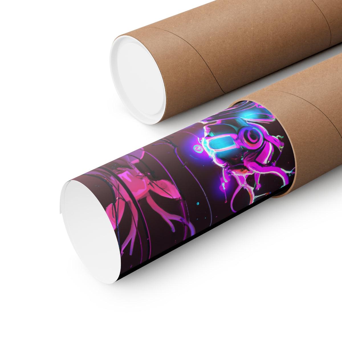 futuristic woman and deer Posters - Martin Metalwork LLC