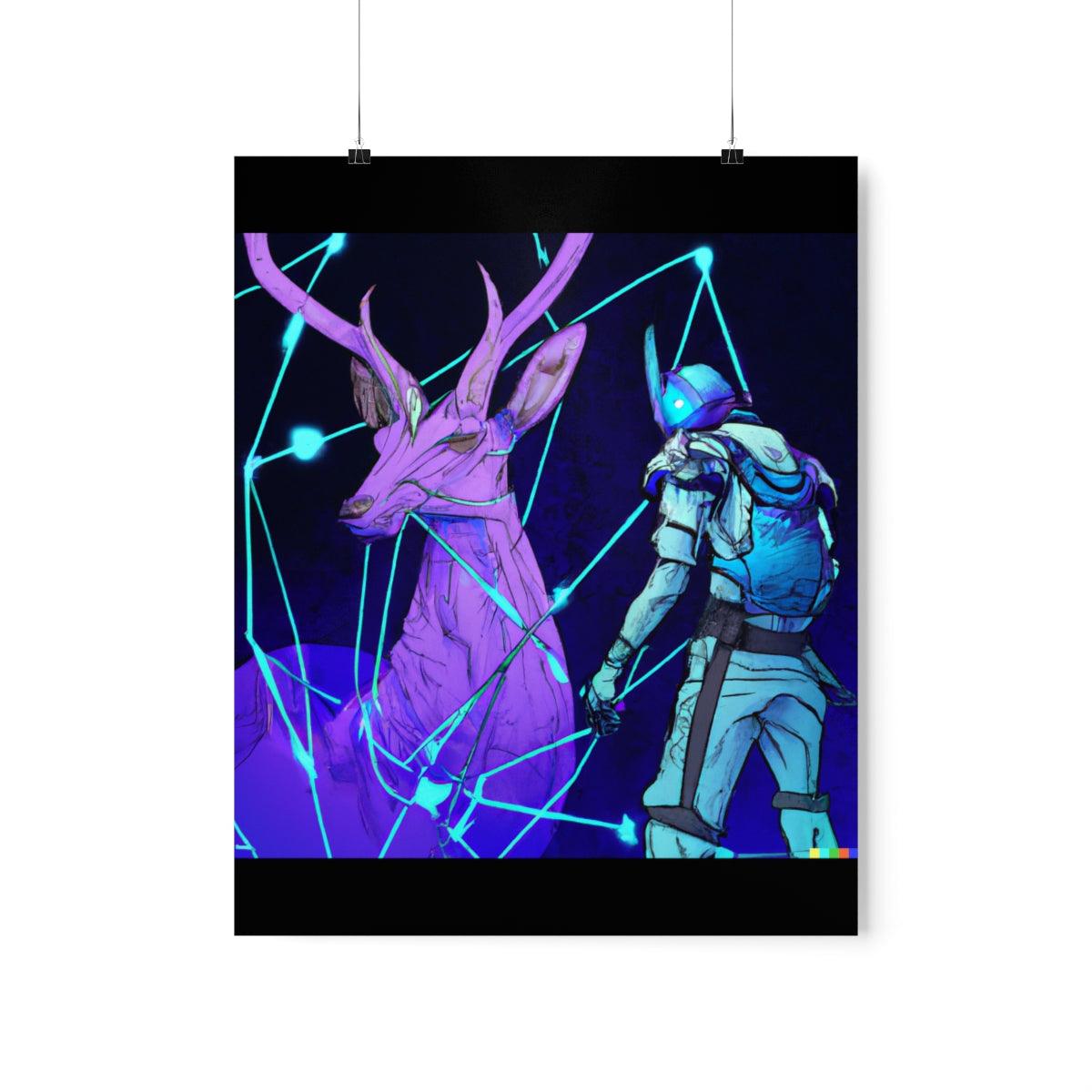 Cyberpunk deer hunting Posters - Martin Metalwork LLC