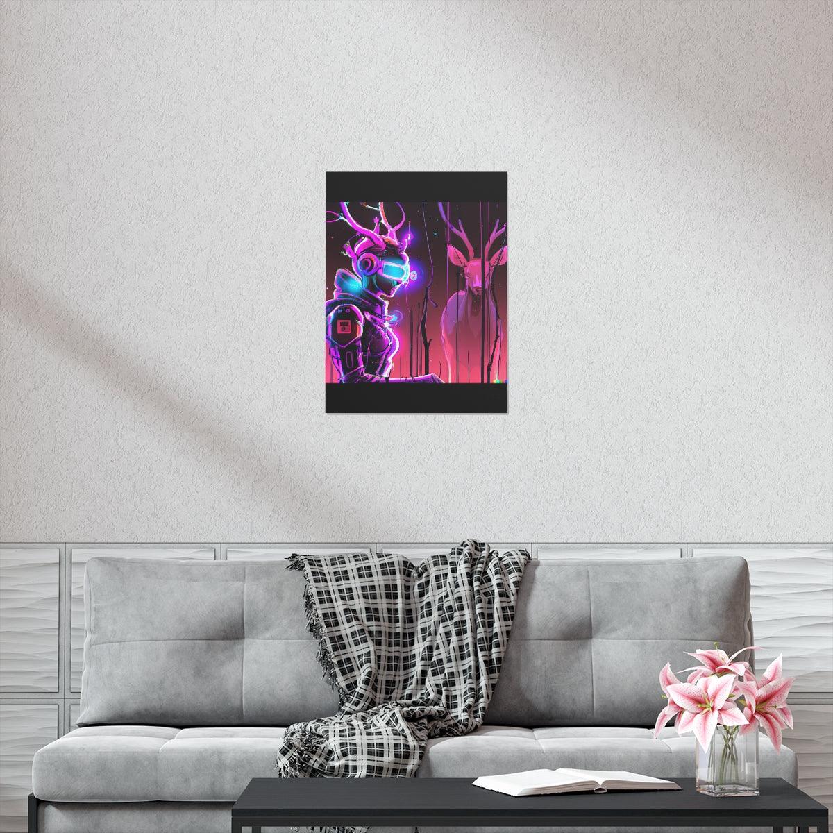 futuristic woman and deer Posters - Martin Metalwork LLC