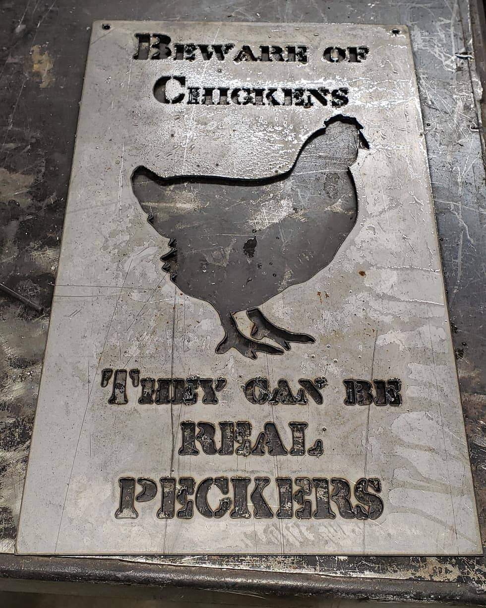 Chickens can be real peckers wall hanging sign. Heavy duty steel - Martin Metalworks