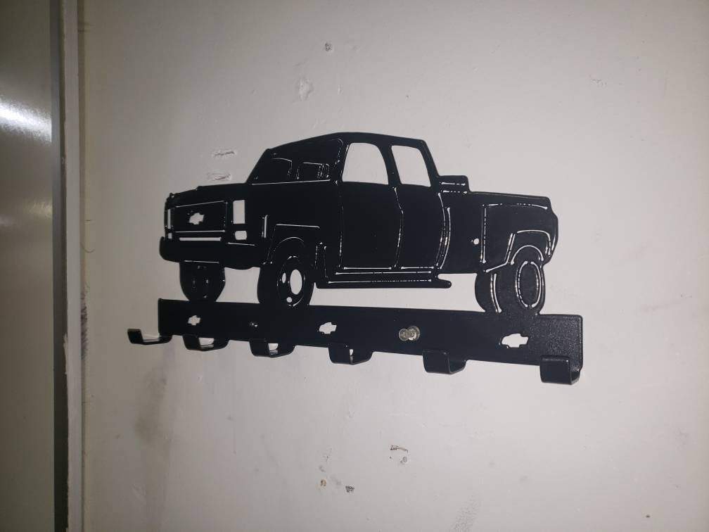 chevy truck key holder 2500 1500 dually truck leash rack plasma cut steel - Martin Metalworks