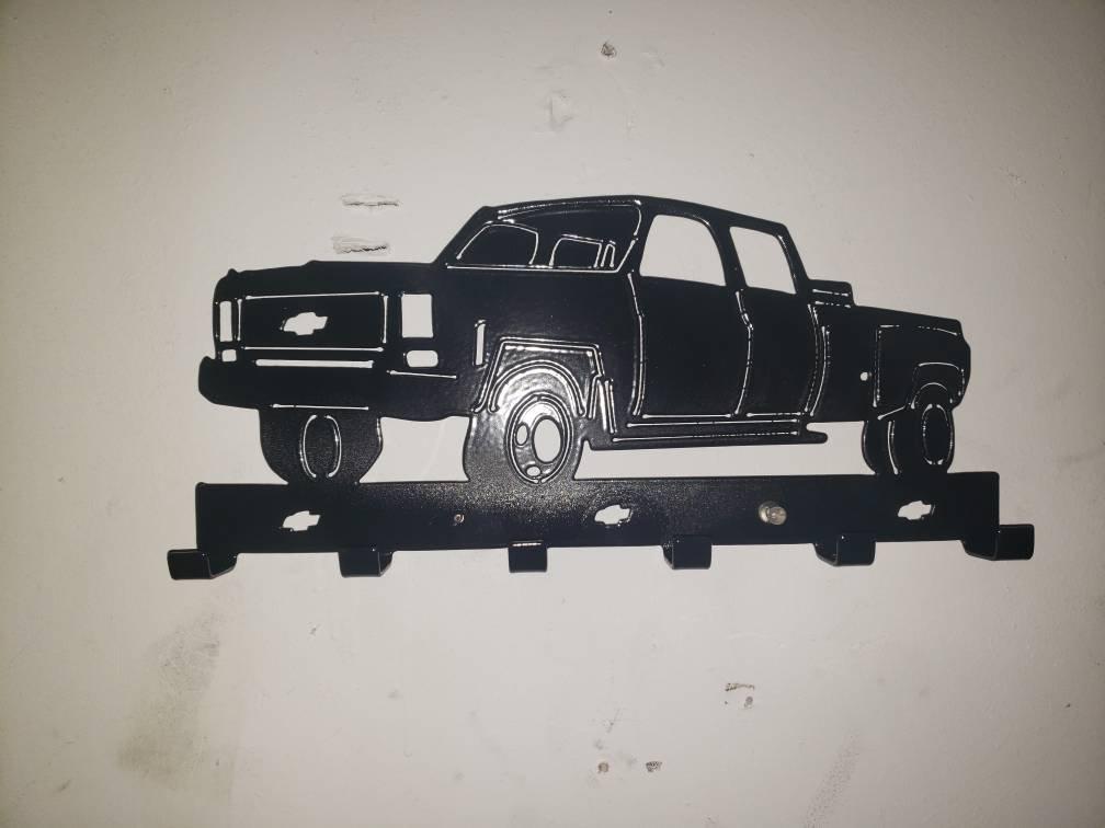 chevy truck key holder 2500 1500 dually truck leash rack plasma cut steel - Martin Metalworks
