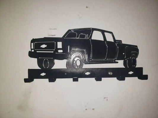 chevy truck key holder 2500 1500 dually truck leash rack plasma cut steel - Martin Metalworks