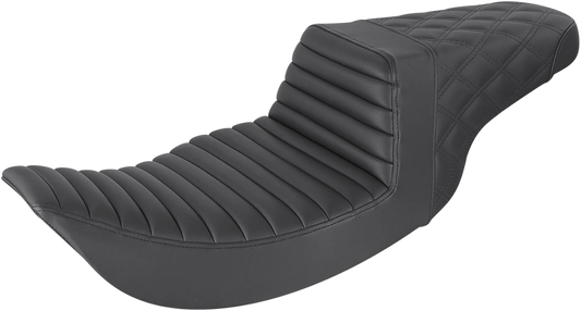 SADDLEMEN Step-Up Seat - Front Tuck-n-Roll/Rear Lattice Stitch - Black 897-06-176