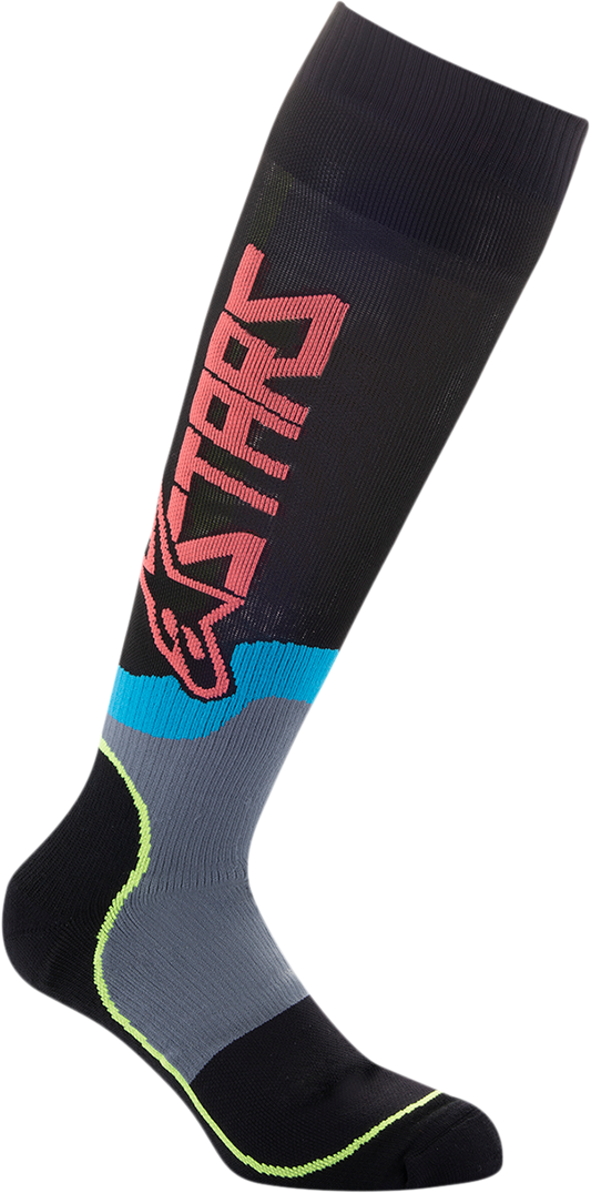 ALPINESTARS Youth MX Plus-2 Socks - Black/Yellow Fluo/Coral 4741920-1534