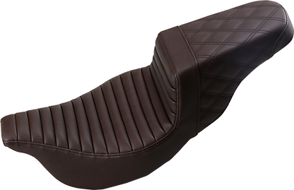 SADDLEMEN Step-Up Seat - Front Tuck-n-Roll/Rear Lattice Stitch - Brown - FL '08-'23 808-07B-176BR