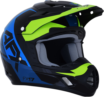 AFX FX-17 Helmet - Aced - Blue/Lime - Large 0110-6501