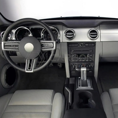 Real Carbon Fiber Steering Wheel Trim Overlay For Mustang 2005-2009