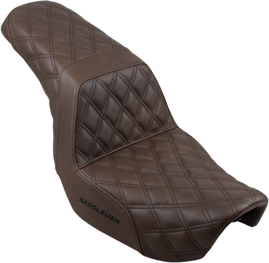 SADDLEMEN Step-Up Seat - Full Lattice Stitch - Brown - Dyna 806-04-175BR
