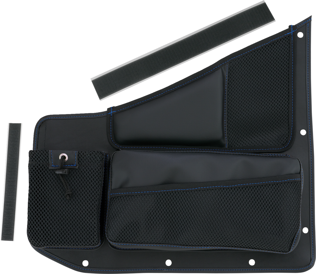SHOW CHROME Kaliber Organizer - Passenger - Black with Blue Stitching H44-7PBLU
