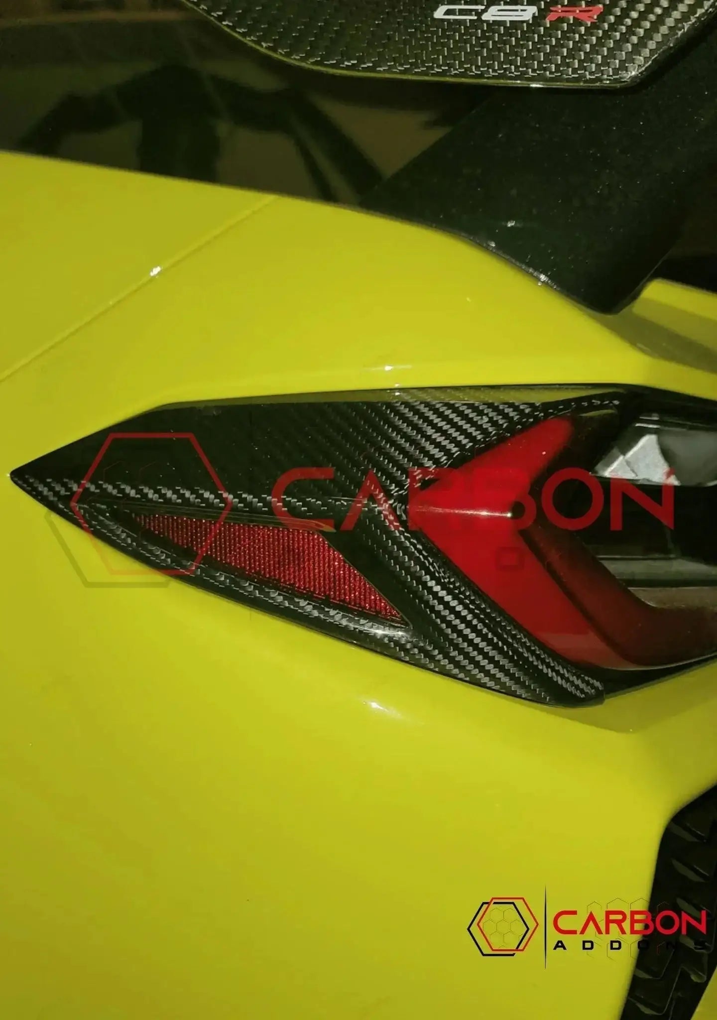 C8 Corvette Rear Taillight Side Lamp Frame Cover – Real Dry Carbon Fiber (2020–2026 Stingray, Z51, Z06, ZR1, HTC & Coupe)