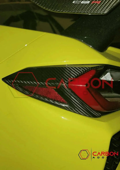 C8 Corvette Rear Taillight Side Lamp Frame Cover – Real Dry Carbon Fiber (2020–2026 Stingray, Z51, Z06, ZR1, HTC & Coupe)